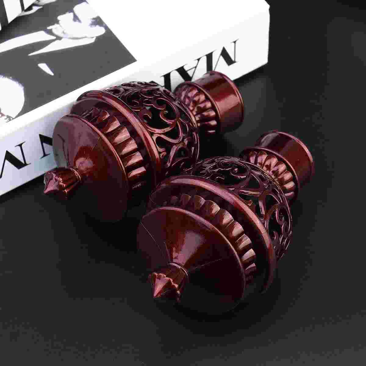 6 PCS Hollow Curtain Rod Finial Fittings Head Plug Decorative End Cap Red Curtains