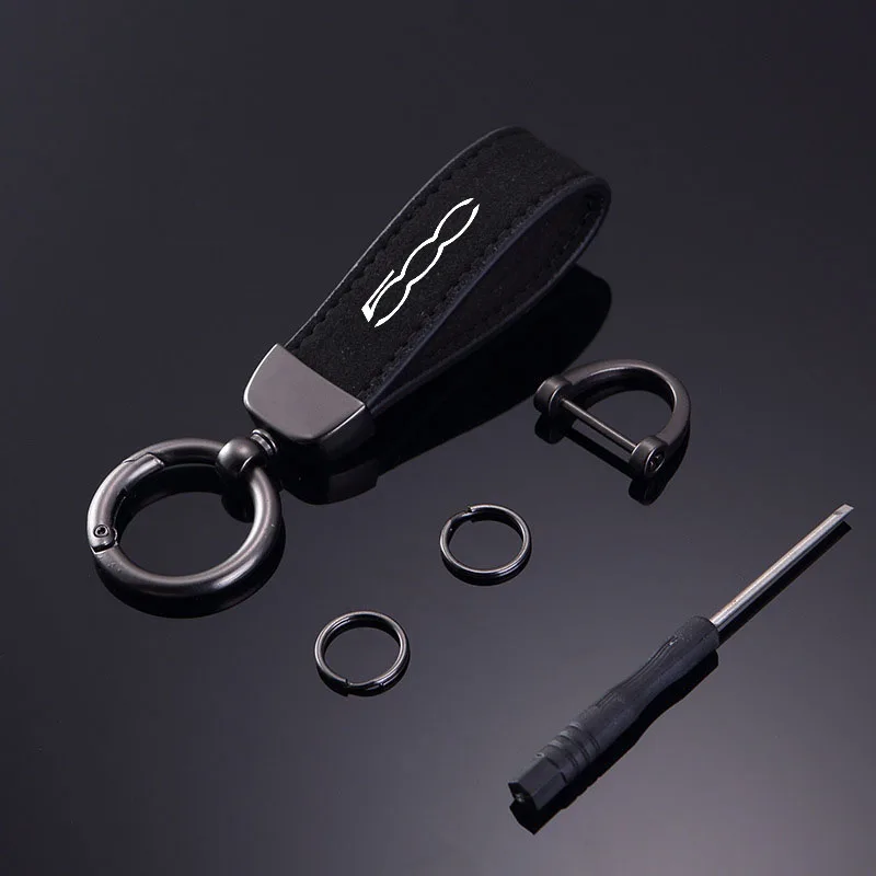 

Fashion Solid Color Flip Fur Keychain Lanyard Business Gift Key Chain For Fiat 500 Punto For Abarth Stilo Palio Bravo Doblo