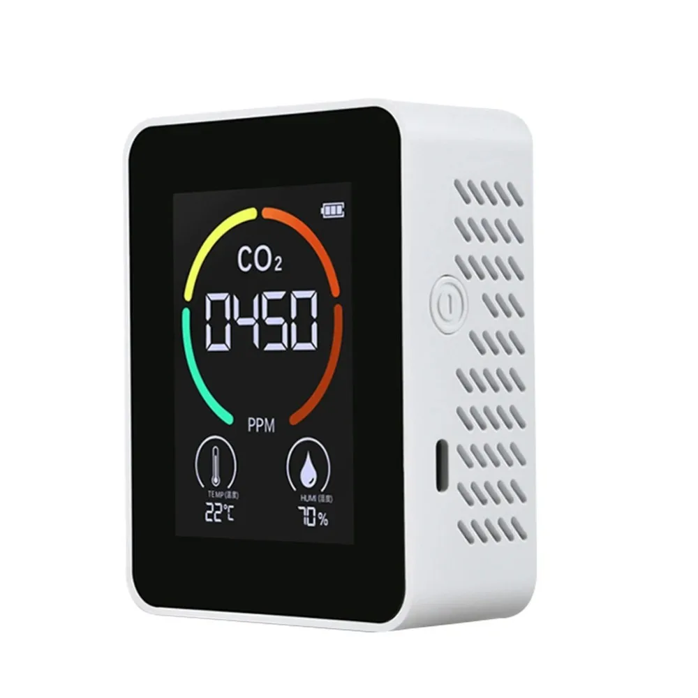 Portable 3 in 1 Air Quality Detector Real-Time Monitoring LCD Display CO2 Meter 400-5000PPM Smart Air Quality Monitor School