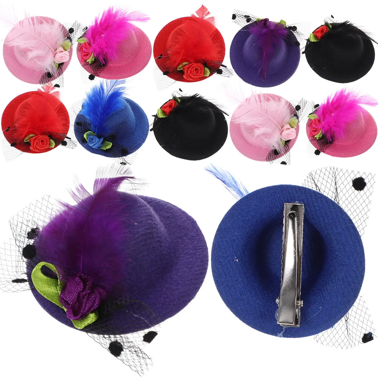 

12 Pcs Hair Clips Decorative Hat Cowboy Style Wedding Party Accessories Hairpin Styling Aid Mini Hat Hair Clip Size