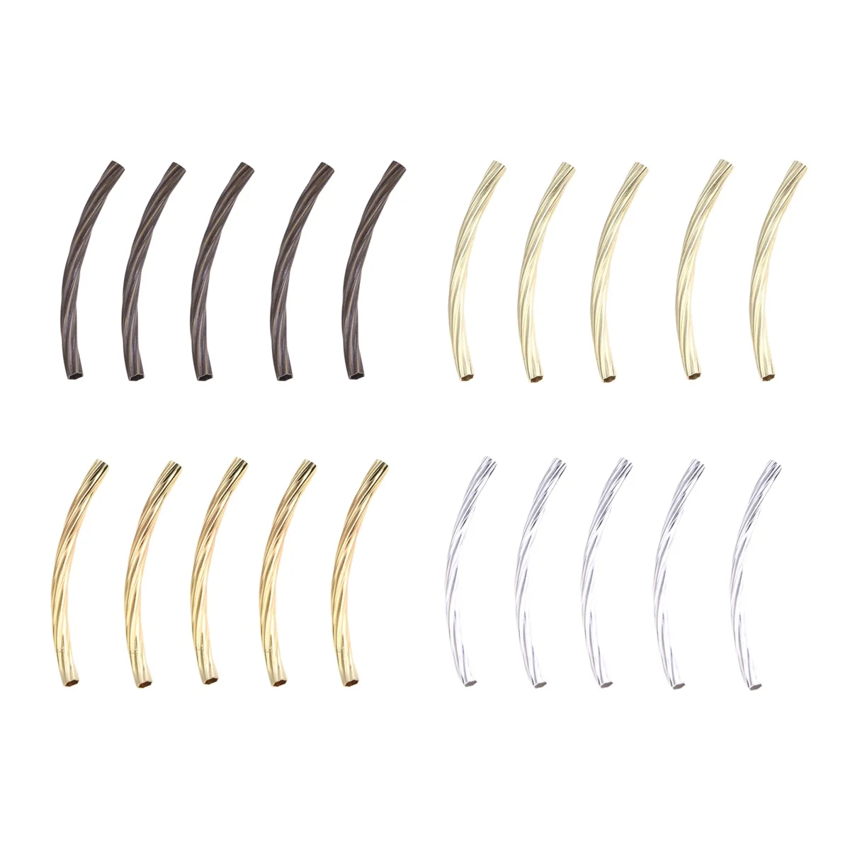 

200 Pcs Copper Round Tube Bend Charms for Jewelry Making Beads Bracelets Curved DIY Thread
