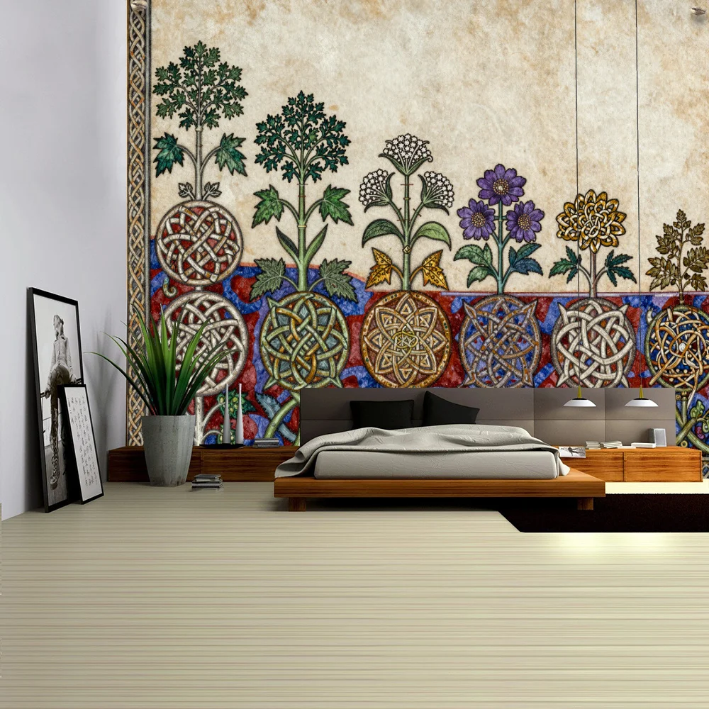 Ultra Large Boho Floral Tapestry Wall Hanging Ethnic Botanical Nature Art Decor for Bedroom Living Room Rustic Vintage Cottage S