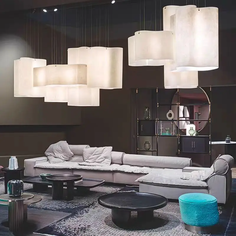 Nuvola Cloud Pendant Lamp Designer Hand-made Curved Fabric Lamp Novelty Bedroom Bedside Cafe Restaurant Parlor Wabi Sabi Light