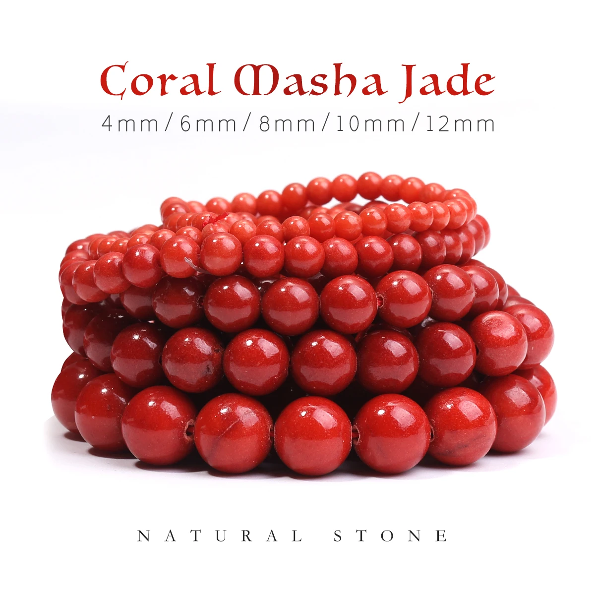 Naturstein Mashan Jade Koralle 4 6 8 10 12mm Verwendet für Schmuckherstellung, Armband, Halsketten-Zubehör DIY