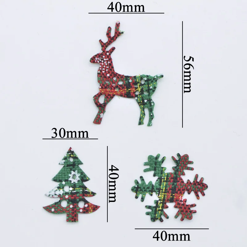 50Pcs/lot Christmas Cloth Fabric Deer Tree Snowflake Applique for Party Ornament Crafts DIY Clothes Hat Gloves Decor Patches