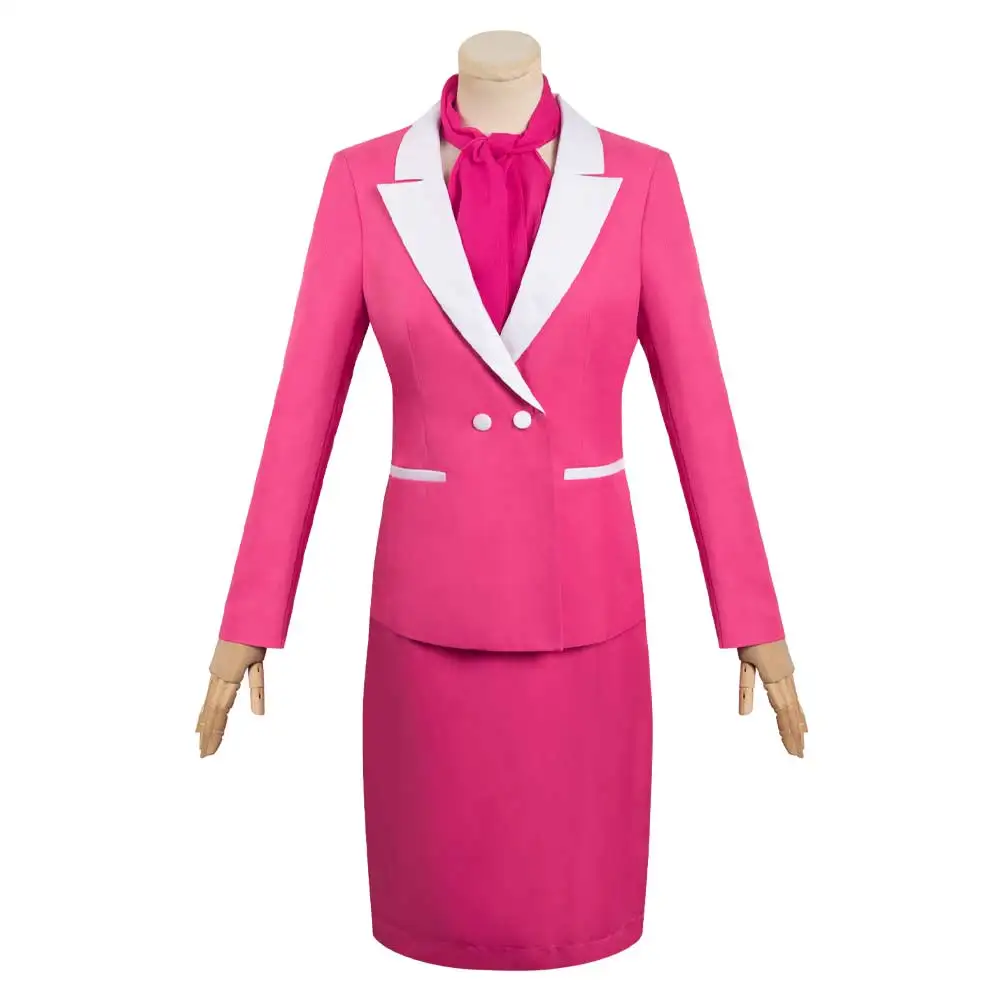 Movie Margot Cosplay Costume Women Barbei Coat Skirt Hat Set Girls Dress Women Pink Uniform Outfit Halloween Carnival Party Suit