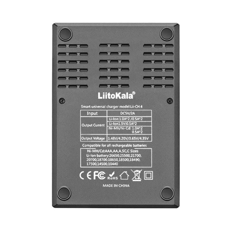 Inteligentna ładowarka do akumulatorów LiitoKala Lii-CH4 jest odpowiednia do akumulatorów 1.2V 1.5V 3.2V 3.7V 3.80V 18650 21700 26650 32700 AA AAA — zdjęcie produktu 2