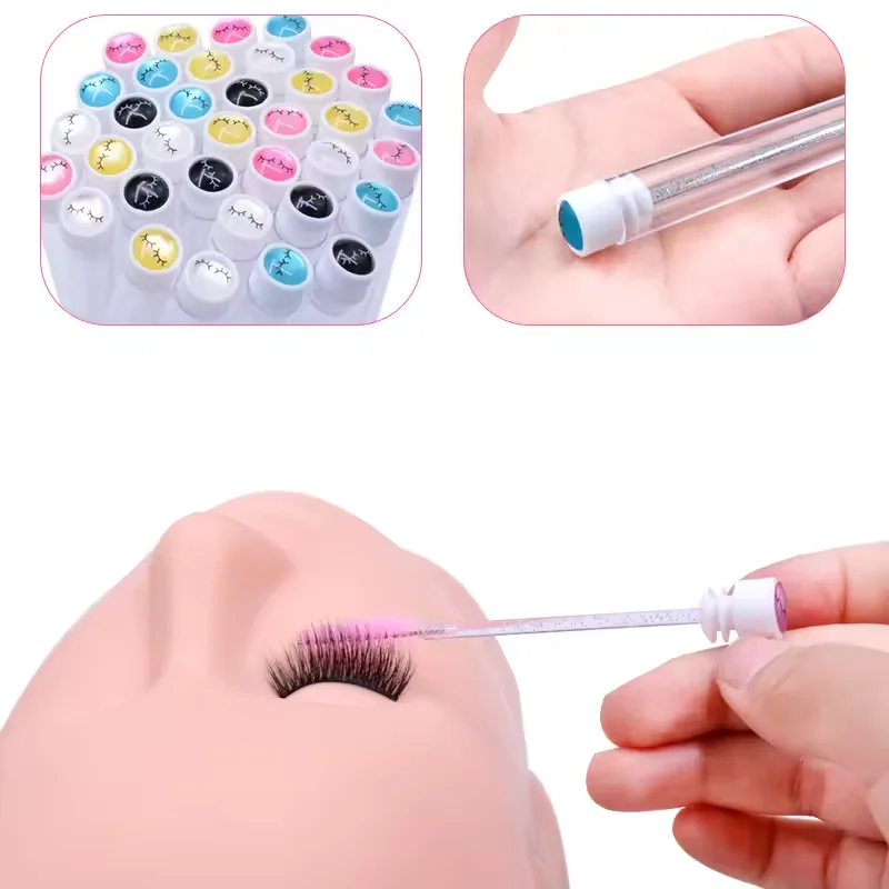 100PCS Eyelash Brushes Tubes With Lash Mascara Wands Resin Drill Replaceable Dust-proof Storage Container Tubes Makeup Tools