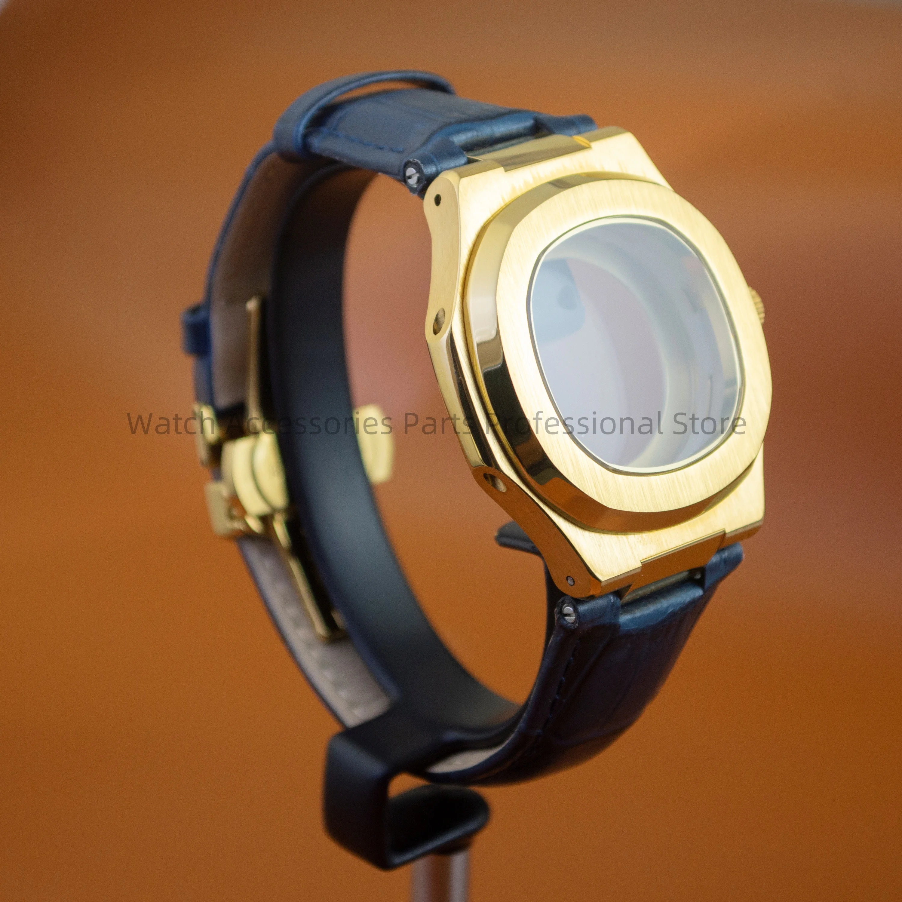 

Watch Case 25mm Men's Genuine Leather Strap 41mm Stainless Steel Waterproof Parts for Nautilus NH35 NH36 Movement 30.5mm Dial