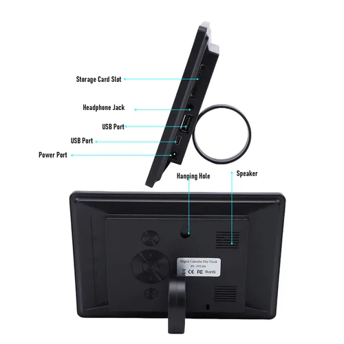Imagen 2 del producto Reloj multifuncional con calendario Digital de 7 pulgadas, con indicador de fecha, atenuación automática y ahorro de luz diurna, llave o Control remoto