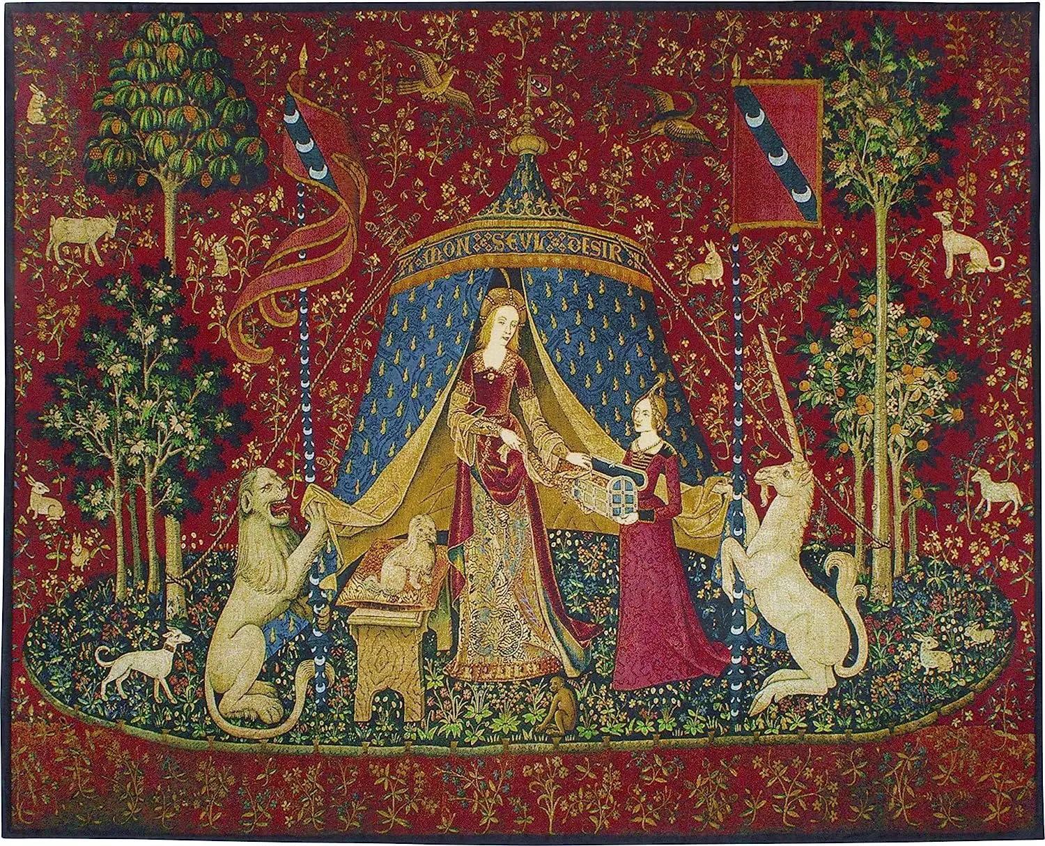 

The Lady and The Unicorn - Desire | Tapestry Wall Art Hanging | Historic Middle Ages Tapestry Reproduction