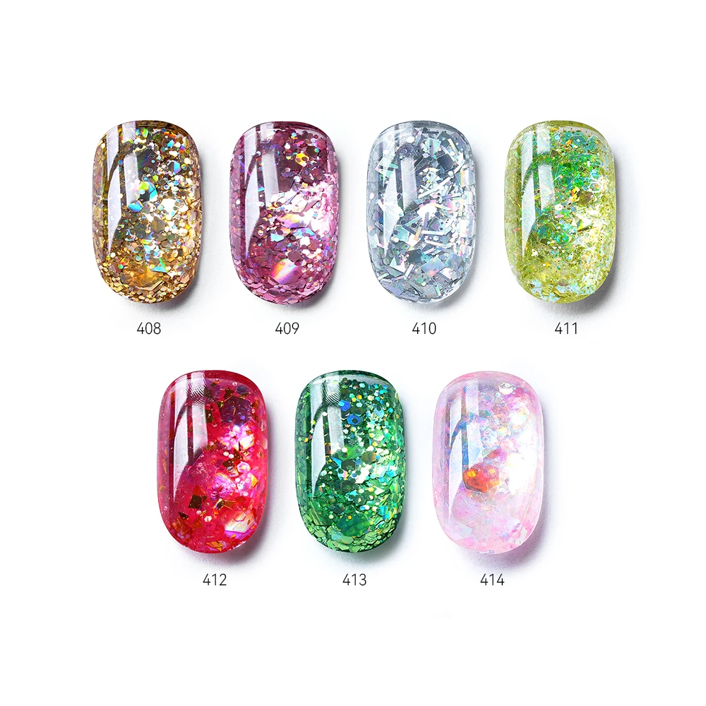 MAYCHAO Glitter Sequnis UV Gel Nail Polish Glitter Reflective Sparkling 7 Colors Soak Off UV LED Varnish Shiny Gel