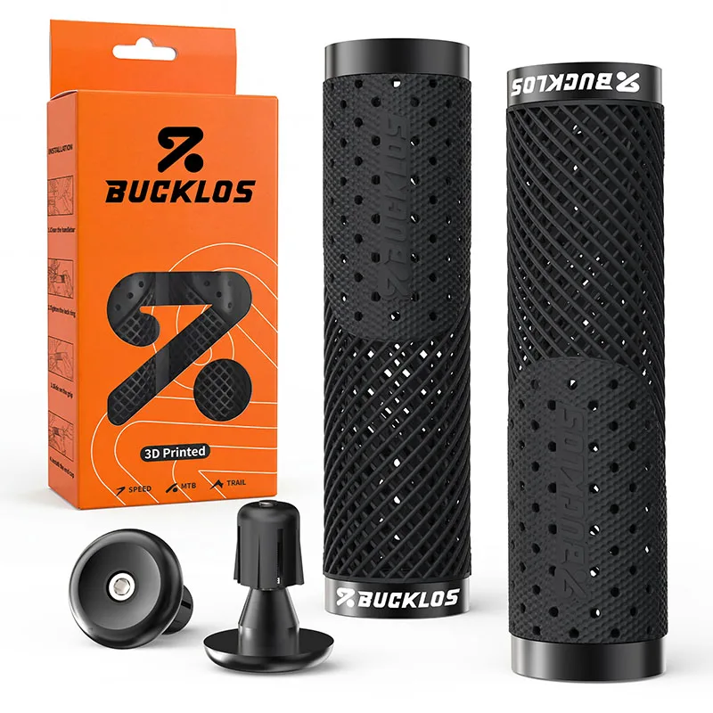 BUCKLOS 3D-Gedruckte Fahrradgriffe Doppelte Verriegelung am Lenker TPU 3D Mountainbike-Griffe MTB-Manschetten Fahrradlenker-Endkappen