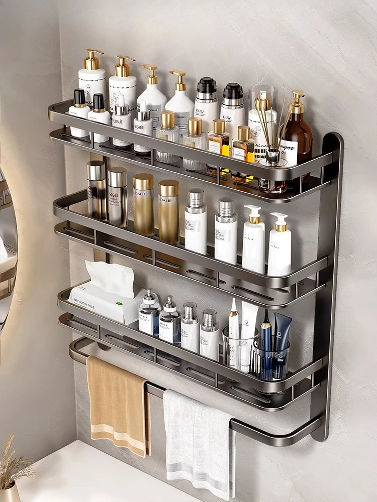 

Space Aluminum Toilet Shelf Bathroom Shelf Toilet Wall Hanging Toilet Wash Table Bathroom No Punching Wall Hanging