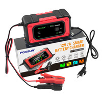 FOXSUR Universal Repair Car Battery Charger 12V 7A Intelligent Repair Motorcycle Charger For Calcium Gel AGM Lead Acid Batterie