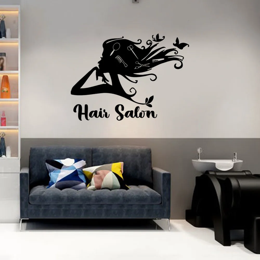 1PC Colorful Hairdressing Customizable Name Home Decorations Pvc Decal Home Decor Decal Creative Stickers