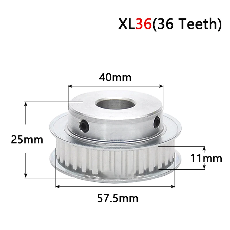 1pc XL Timing Pulley 36 Teeth Bore 6 8 10 12 14 15 16 17 19 20 22 25mm Aluminum Alloy 36T Synchronous Wheels for Belt Width 10mm