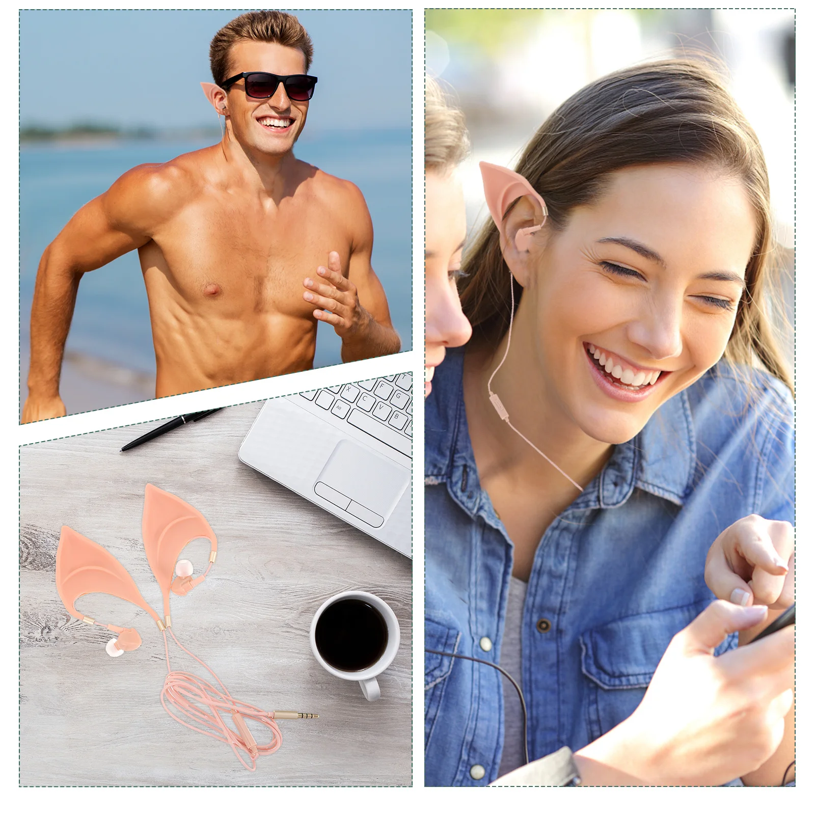 

Creative Wired Earphone Ear Shape -Ear Earbuds Control Gaming Earphones Microphone Silicone Caps Earphone