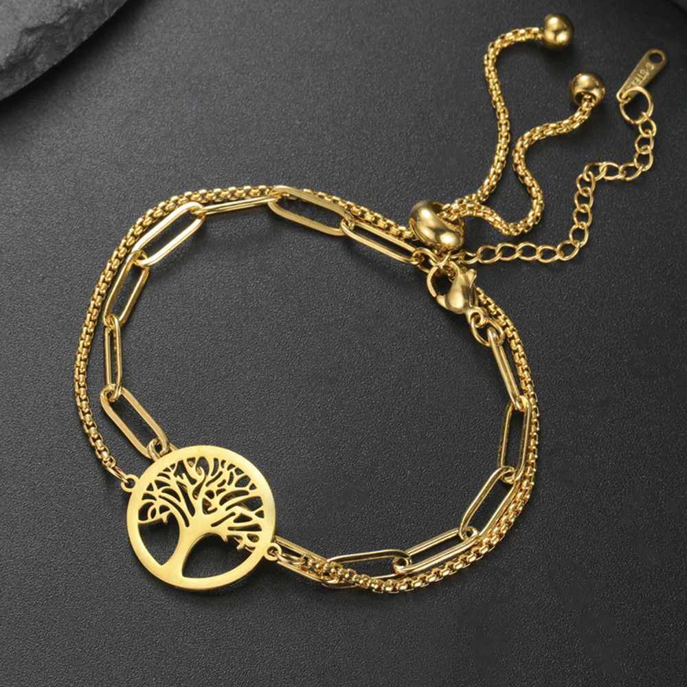 Min Alakít virágos bel Élet bracelet 2 Átírópapír Megláncol Összeállítás Karcsat Rozsdamentes Acél Karperec Fa bel Élet charms ékszer Amulett