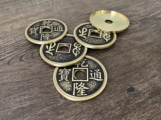 Chinese Palace Coin Set (4 Coins 1 Shell, Morgan Size, Brass) by Oliver Magic Close up Magic Tricks Magic Props Magician Gimmick