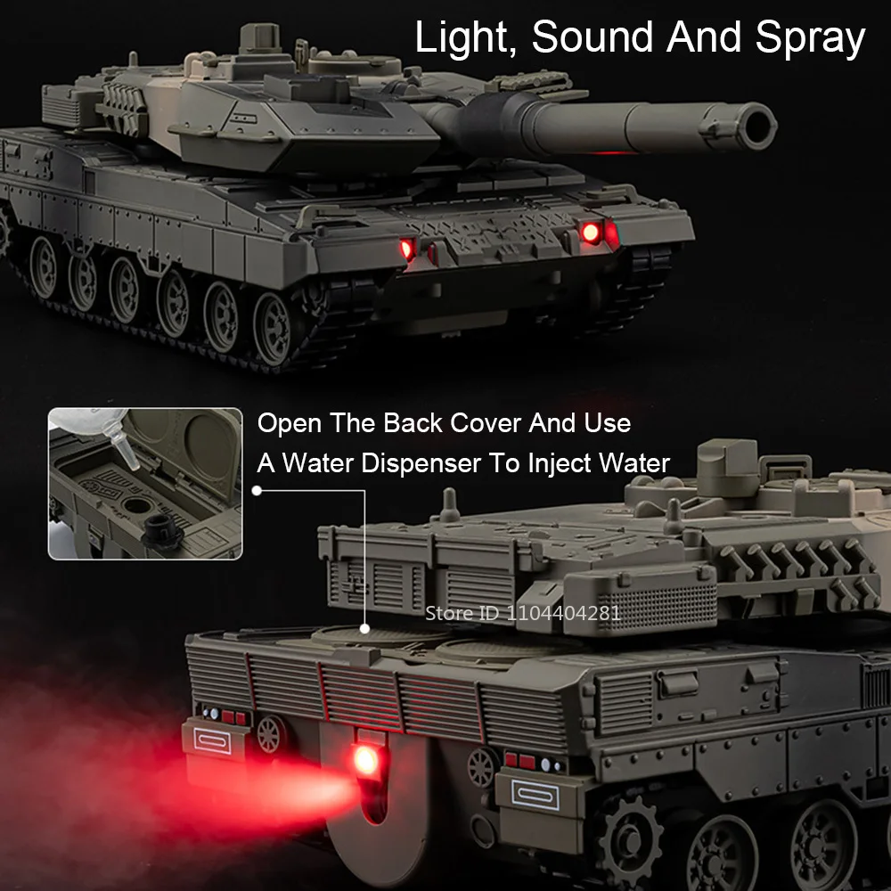 1:36 Leopard 2 Kampfpanzer Modell Zeuge-136 Drohne Legierung Diecast Auto Spielzeug Sound Licht Zurückziehen Fahrzeuge Jungen Geburtstagsgeschenk