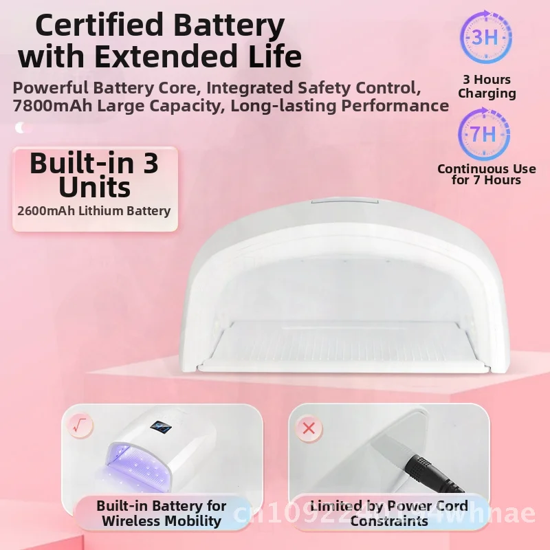 Lampa do paznokci S10 z bezprzewodowym zasilaniem, 66W, wysokiej mocy, fototerapia LED, długa żywotność baterii, do zdobienia paznokci, z różnymi kolorami obudowy.