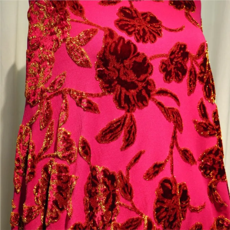

Knitted velvet jacquard fabric high-end custom dress cheongsam