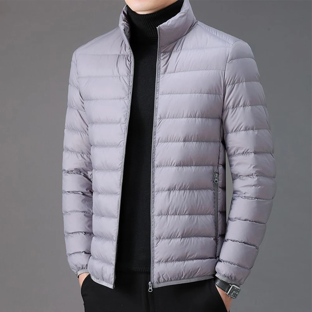 Abrigo de algodón ultraligero para hombre, camisa de manga larga de Color sólido, abrigo ligero y cálido, fácil de llevar, moda