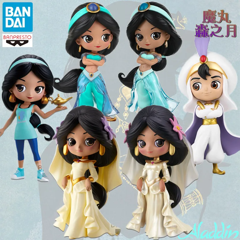 Figura de acción original de Bandai Qposket de la princesa Jasmine de Disney, Aladdin y la lámpara mágica, modelo coleccionable para regalo, adornos