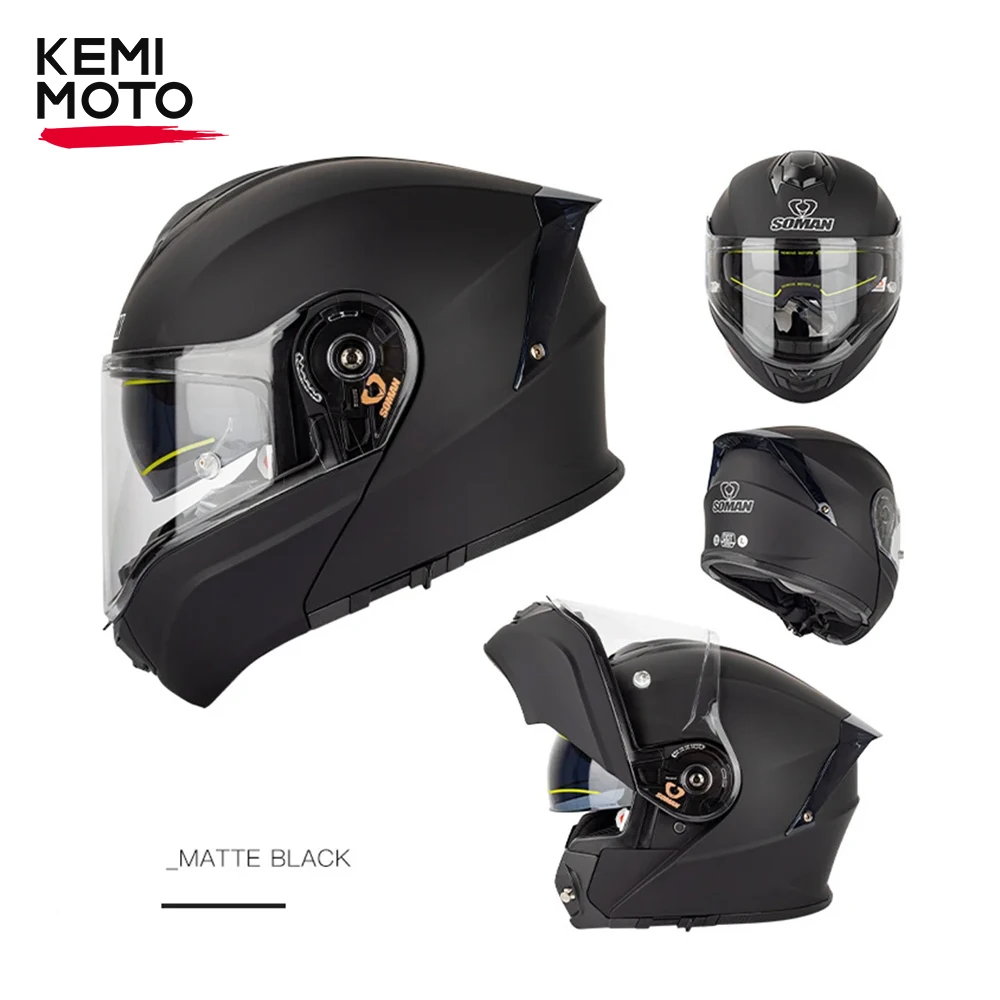 

Motorcycle Helmet Flip Up Motocross Full Face Helmets Men Dual Lens ABS Material Moto ECE DOT Approved Safety Breathable Soft