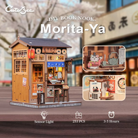 CUTEBEE Wooden Booknook DIY Dollhouse Miniature Room Kit Bookstore Model Bookshelf Insert Morita-Ya for Child Birthday Gifts