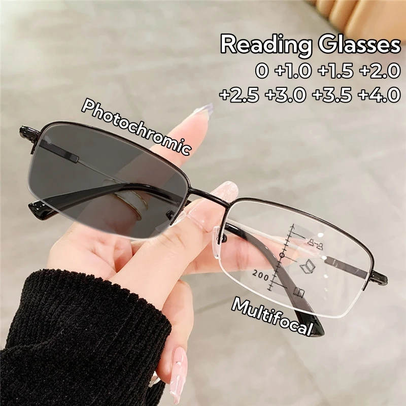 

Men and Women Presbyopia Glasses High-definition Photochromic Glasses Anti Blue Light Progressive Multifocal Reading Glasses