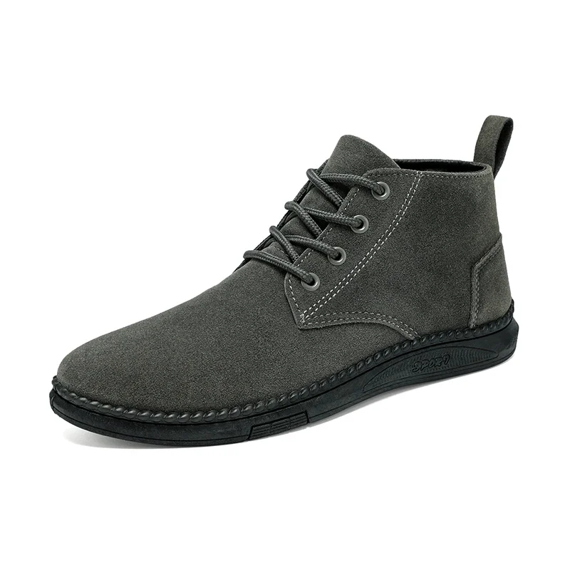 Green Shoes Men\'s Casual Sports Shoes Flat Black Short Boots Trainer Solid Color Hiking Shoes New Spring and Autumn Denim Boots
