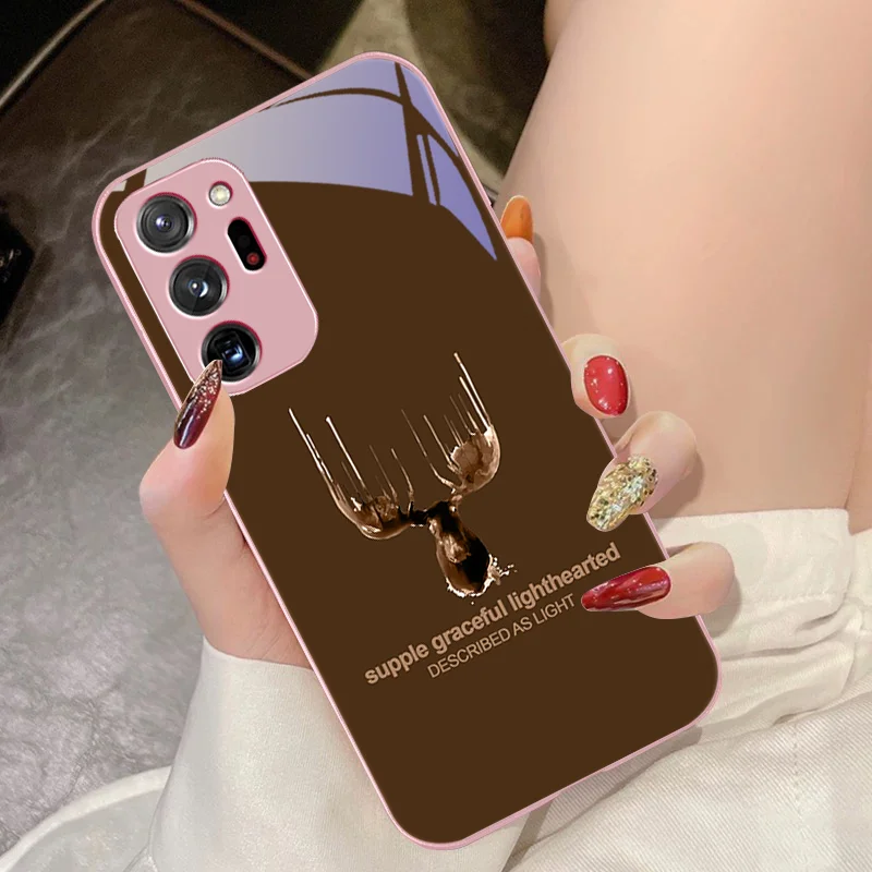 High end moose white for Samsung Galaxy Note 8 9 10 PRO 20 Ultra A01 02 03 Core 04E 4G 12 13 5G Tempering Glass Phone Case