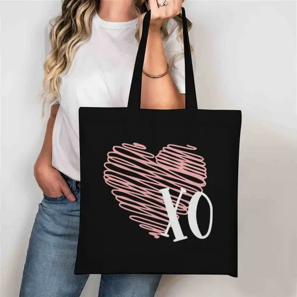 Pink Love Heart Xoxo Women's Handbags Perfect Valentine's Day Gift Fashion Chic Love Themed Canvas Tote Bag Shoulder Bags