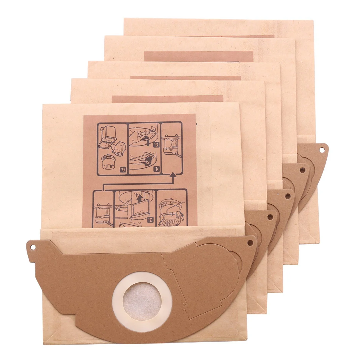 5Pcs/Set Vacuum Cleaner Paper Garbage Dust Bags for KARCHER WD2250 A2004 A2054 MV2 Vacuum Cleaner Machine Accessory