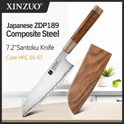 XINZUO 7.2'' Santoku Knife Super Sharp Steel Japanese ZDP-189 Power Steel Stainless Steel Classic Octagonal HandleChristmas Gift