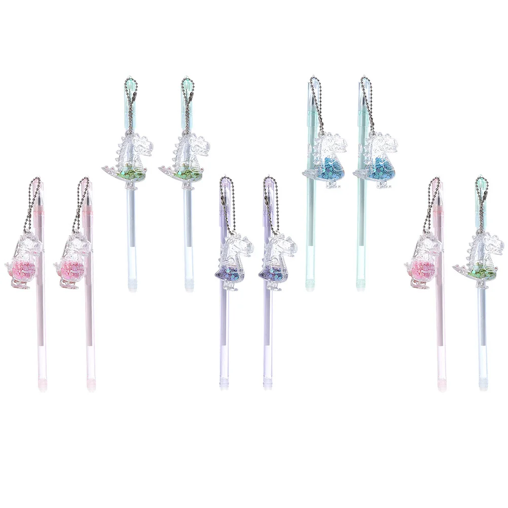 10 قطع من أقلام الجل على شكل ديناصور بتصميم قلادة إبداعية من البلاستيك الآمن لكتابة الرسم وتدوين الملاحظات