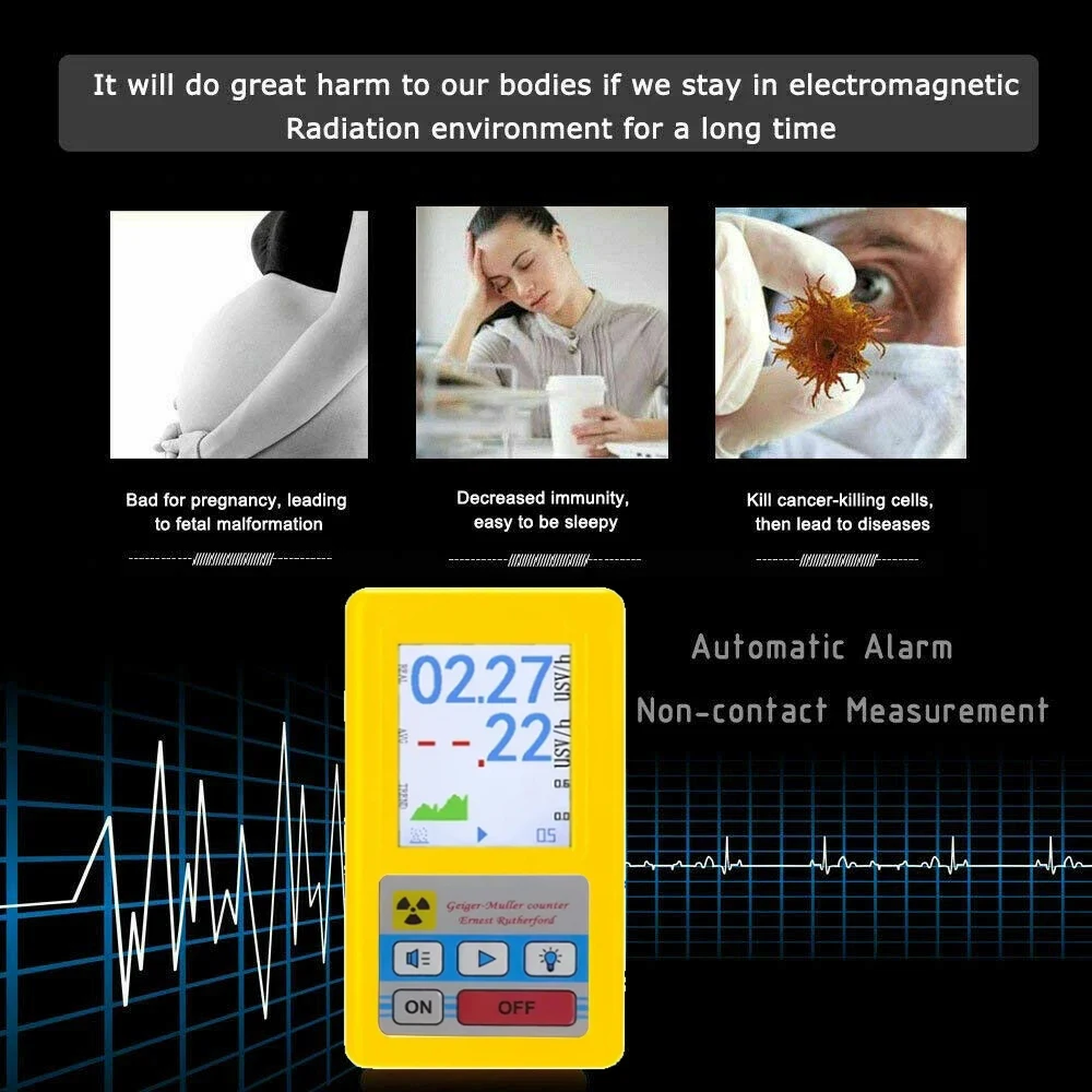 BR-6 Geiger Counter Nuclear Radiation Detector Personal Dosimeter X-ray Beta Gamma Detector LCD Radioactive Tester Marble Tool