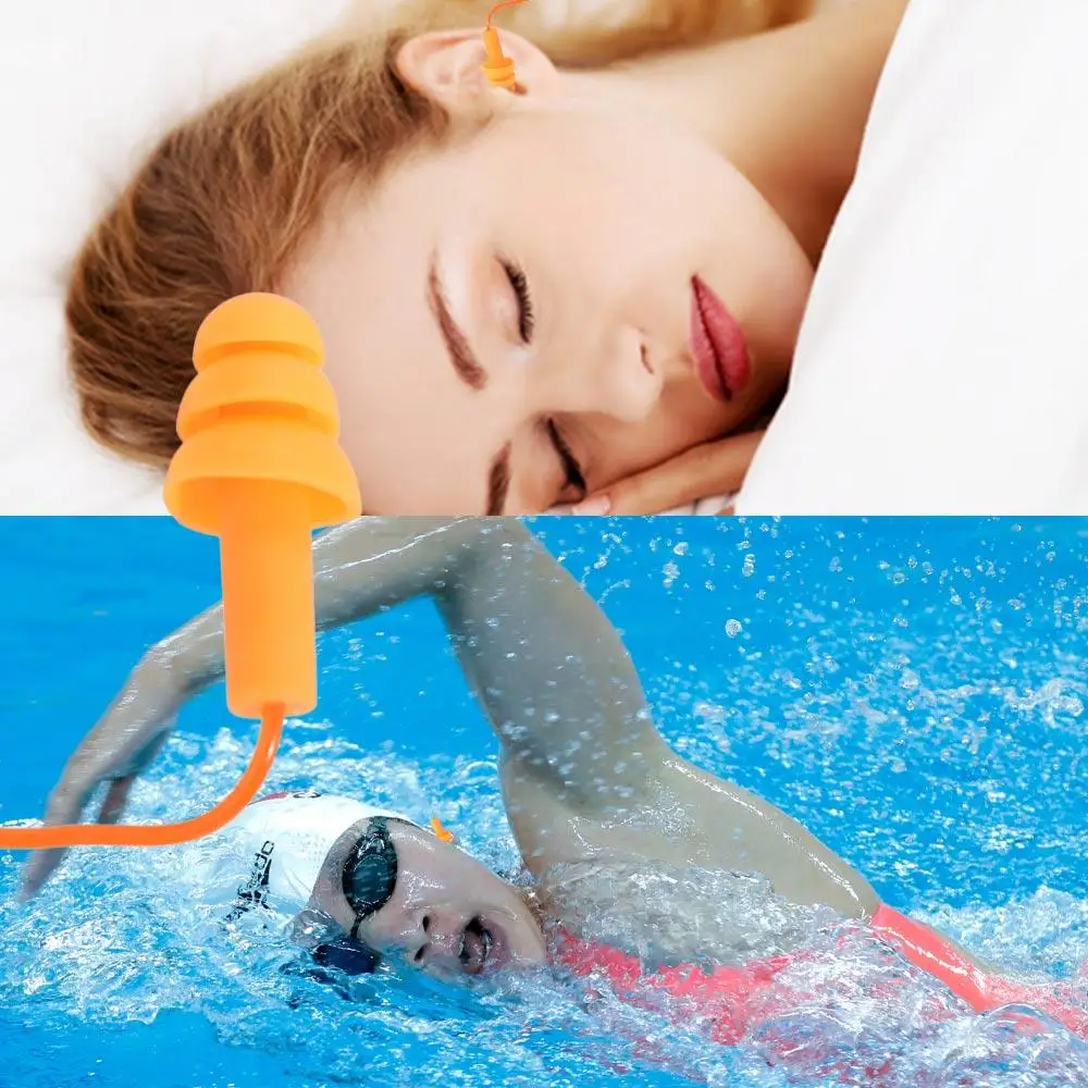 Swimming Accessories For Adult Swim Diving Surf Waterproof Swim Ear Plugs Nasal Clip Silicone Ear Plugs Earplugs with Rope