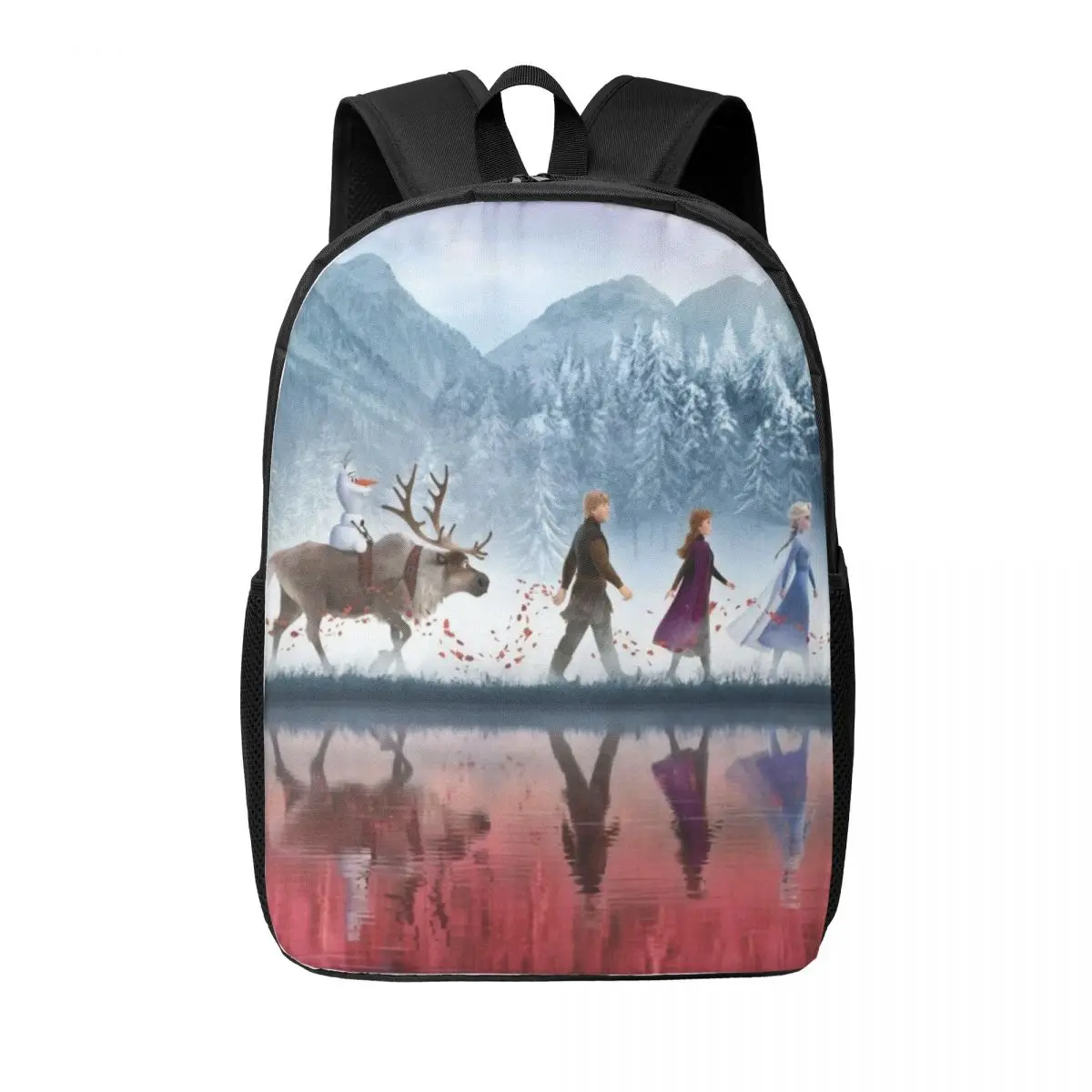 Mochila de estudante simples Disney Frozen de 17 polegadas – Bolsa escolar leve e espaçosa para meninos e meninas