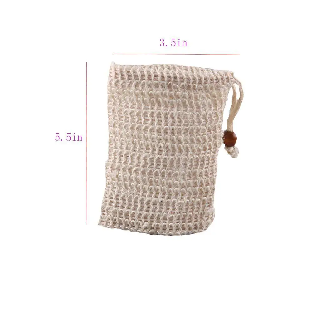 2pcs/lot Sisal Hemp Soap Bag Blister Ramie Mesh Soap Storage Bags Foam Maker Double-layer Net Bags Foaming Easy Bubble Soap Hold