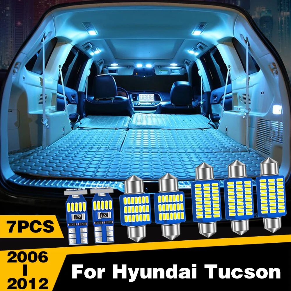 Luz LED de 7 piezas para Interior de coche, iluminación de lectura, techo, para 2006-2012 Hyundai Tucson, accesorios