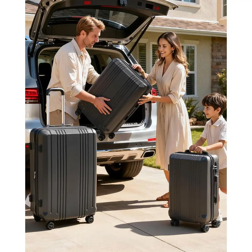 طقم حقيبة صلبة مكون من 3 قطع مع قفل TSA، خفيف الوزن، برتقالي #2