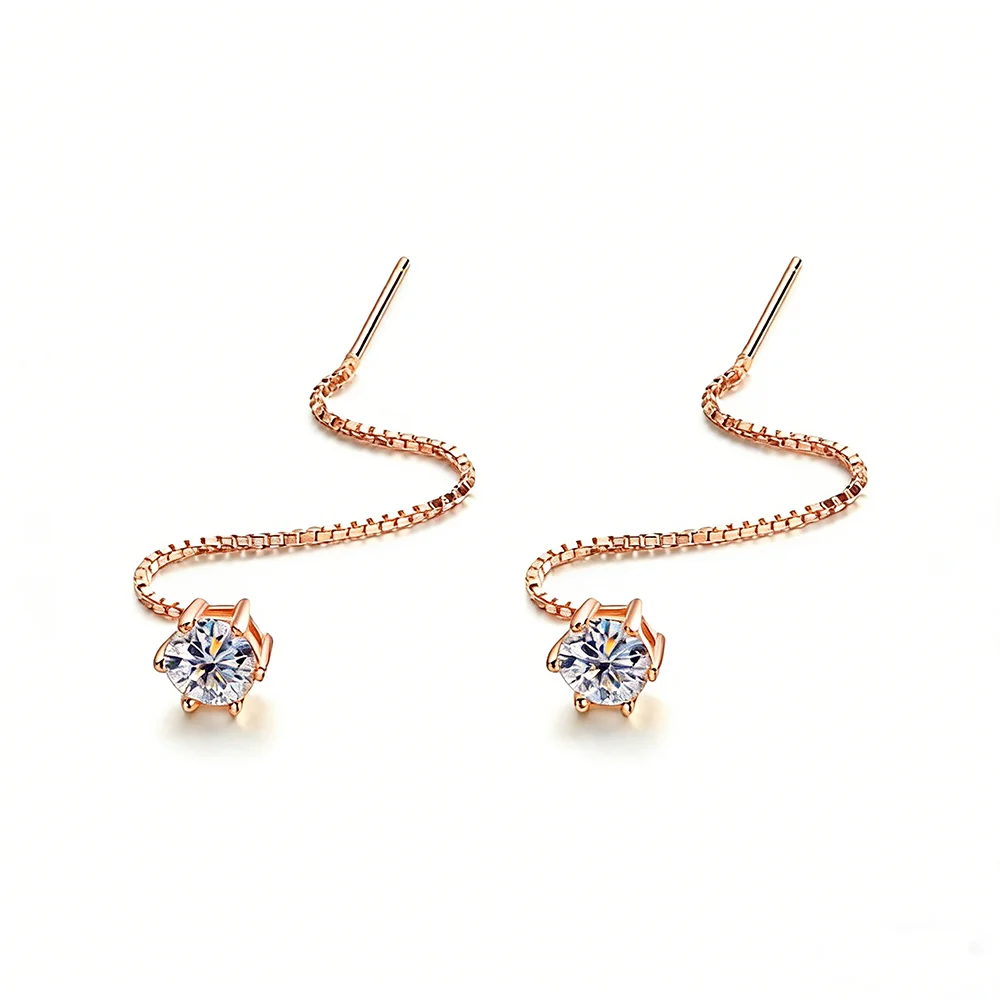 OEVAS 100 % 925er Sterlingsilber, 2 Karat Moissanit-Tropfenohrringe für Damen, lange Quastenohrringe, Hochzeit, Party, luxuriöser edler Schmuck, Geschenk