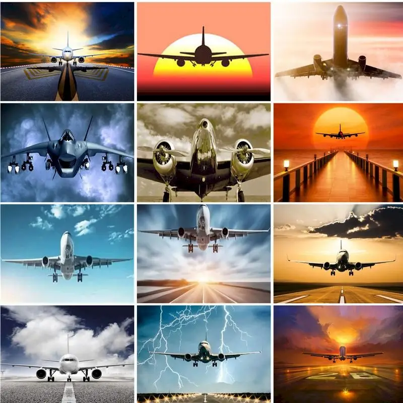 

PhotoCustom DIY Painting By Numbers Frame Aircrafts Planes Canvas Painting Home Decors Paint Kit Handmade Gift For Adults Pictur