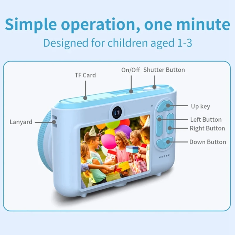 New Dual Selfie Mini Camera Digital Photo Camera HD 720P Video USB Charging Color Display For Children's Gift Pink