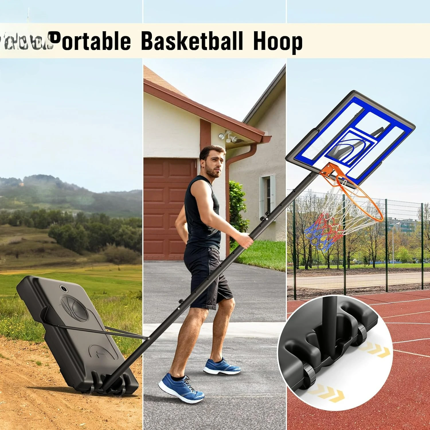 Adjustable Basketball Hoop Outdoor 10FT, Basketball Portable Hoops & Goals, 44 Inch Backboard,in The Backyard, Driveway