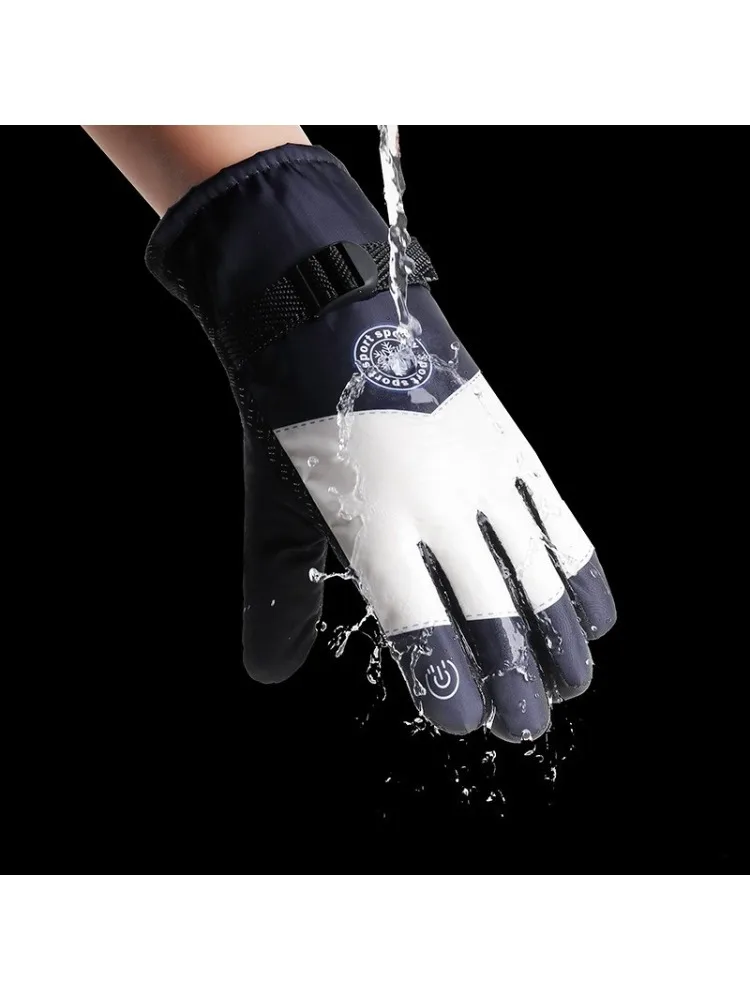 AliExpress Warm gloves for men, motorcycle, electric bike riding, thickened velvet, windproof and cold proof skiing