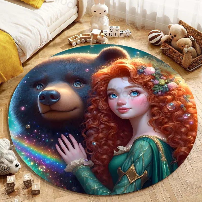 5 Sizes Disney Brave Merida Princess Printing Round Carpet Living Room Bedroom Table and Chair Sofa Decorative Carpet and Rug